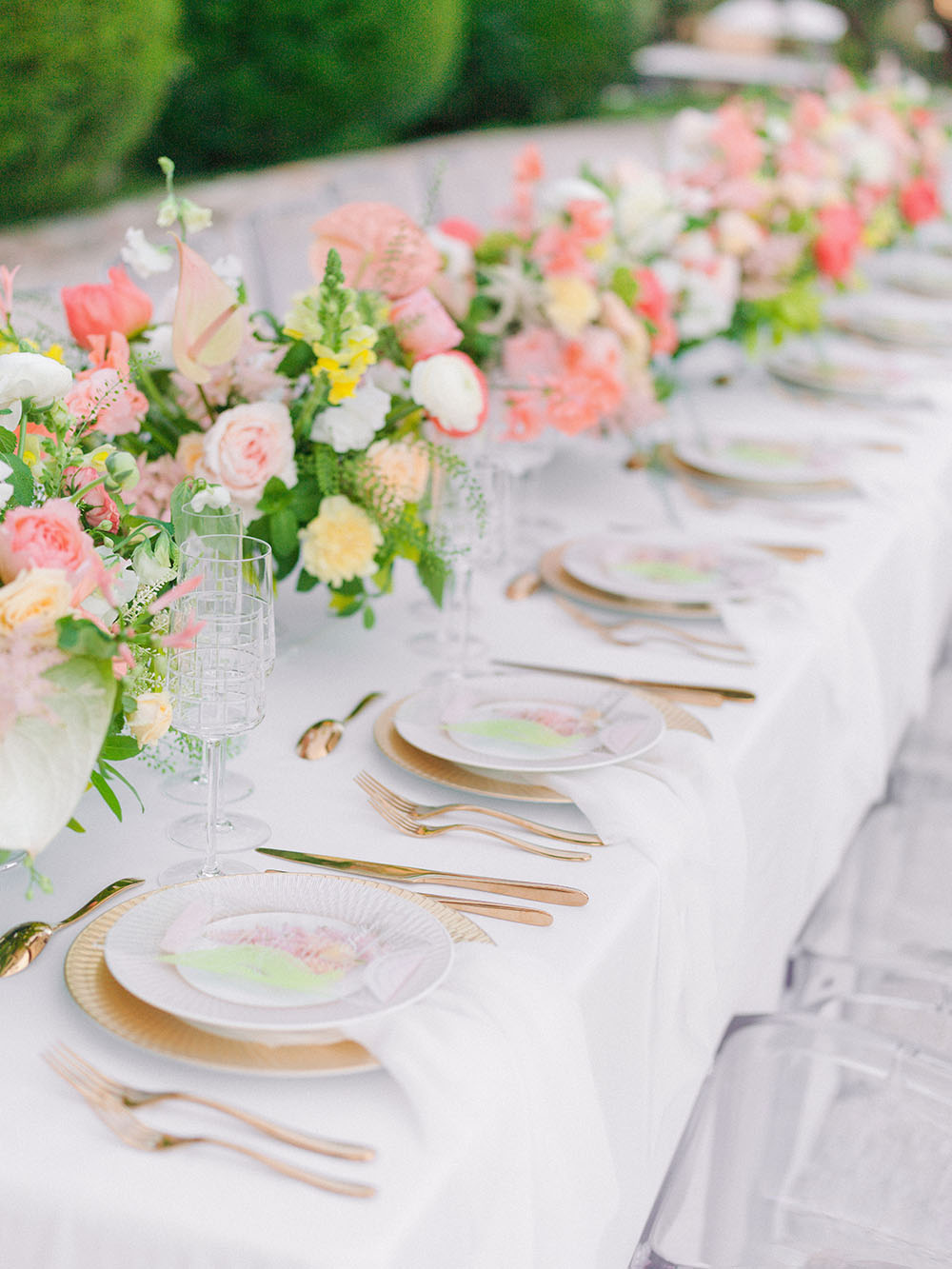 wedding table with flowers